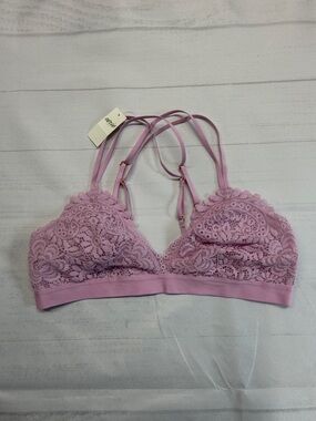 Aerie NWT Pink Lace Crisscross Strap Bralette Size Medium
